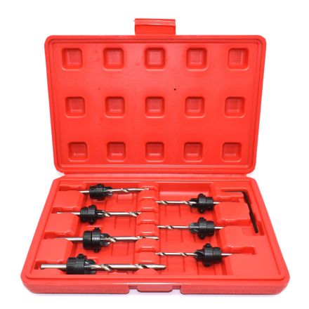 Big Horn 13200 7 Piece Countersink Drill Bit Set with Stop Collars & Wrench
