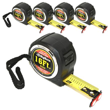 Big Horn 19642-5PK 16 ft. Compact Auto Lock Tape Measure with Magnetic Hook - 5/Pack