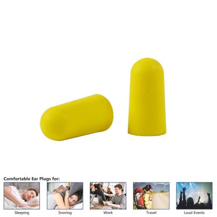 Big Horn 40202 Ultra-Soft Foam Earplugs, Box of 200 Pair - 32dB Highest NRR - Yellow Color