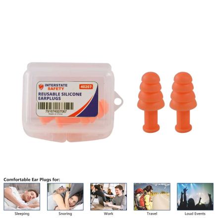 Big Horn 40207 Reusable Silicone Waterproof Ear Plugs, 1 Pair / Plastic Case-32dB NRR