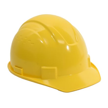 Big Horn 40401 Snap Lock 6 Point Ratchet Suspension Front Brim Hard Hat / Safety Helmet with Cap-Mount Ear Muff Slots - 6-1/2 Inch to 8 Inch Headband Size - Yellow Color