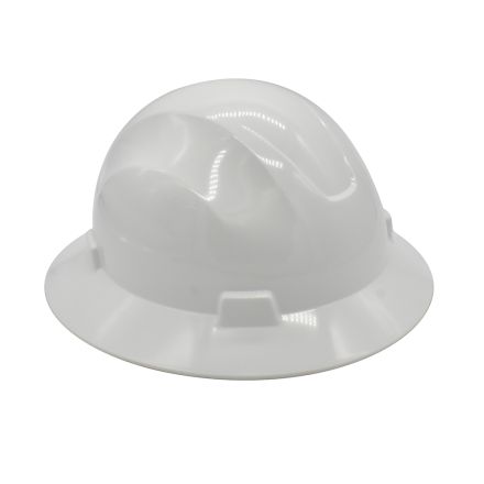 Big Horn 40402 Snap Lock 4 Point Ratchet Suspension Full Brim Hard Hat / Safety Helmet - 6-1/2 Inch to 8 Inch Heads - White Color