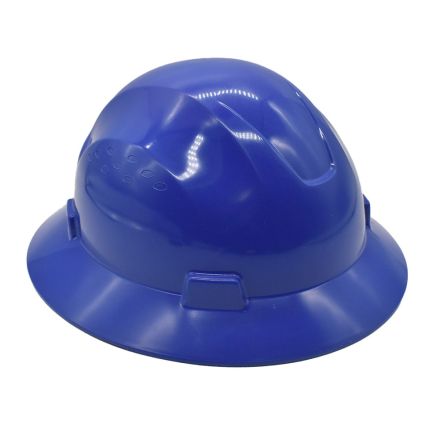 Big Horn 40409 Snap Lock 4 Point Ratchet Suspension Full Brim Hard Hat / Safety Helmet - 6-1/2 Inch to 8 Inch Heads - Blue Color