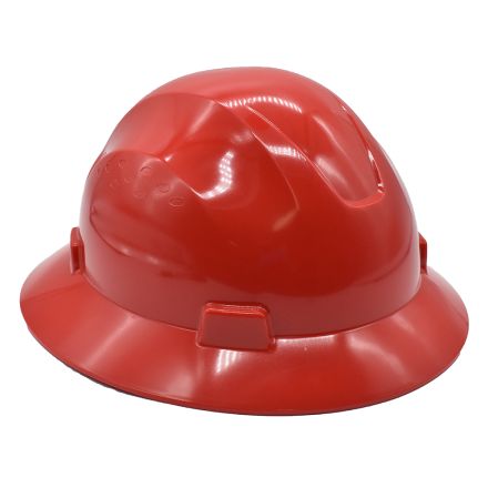 Big Horn 40410 Snap Lock 4 Point Ratchet Suspension Full Brim Hard Hat / Safety Helmet - 6-1/2 Inch to 8 Inch Heads - Red Color